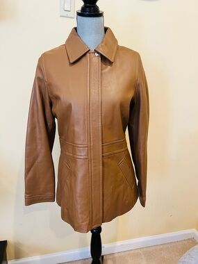 Coach Brown Leather Zip-Front Women's Jacket